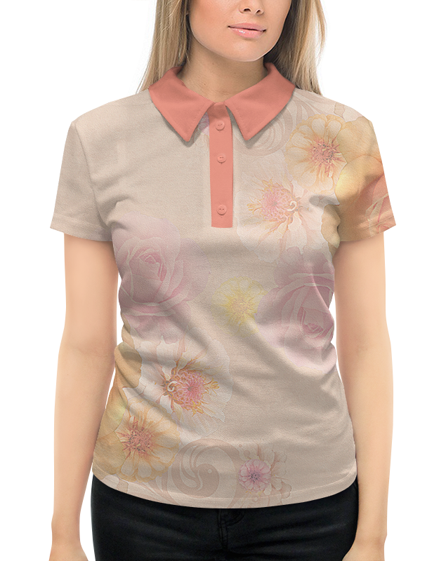 Рубашка Поло с полной запечаткой Printio Цветочный узор