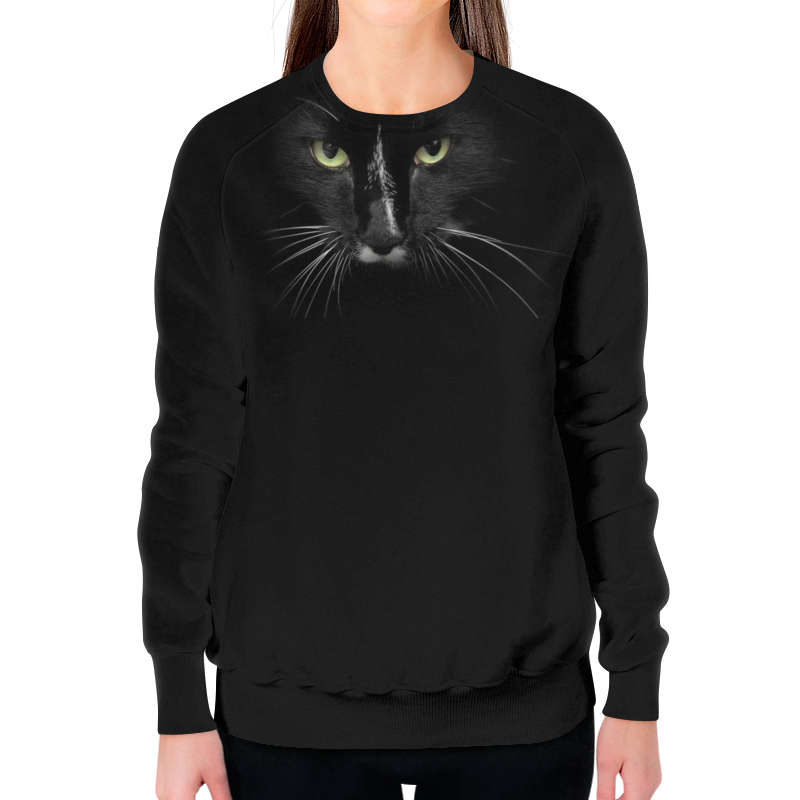 Свитшот женский с полной запечаткой Printio Черный кот