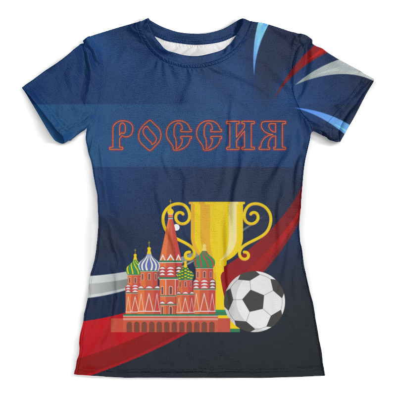 Футболка с полной запечаткой (женская) Printio Россия кремль (футбол)
