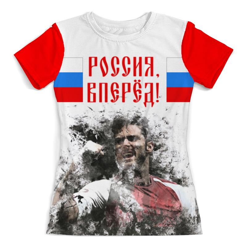 Футболка с полной запечаткой (женская) Printio Россия вперёд!