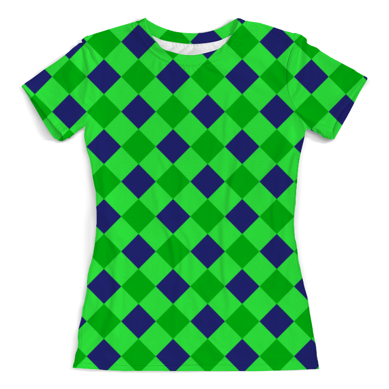Футболка с полной запечаткой (женская) Printio Сине-зеленые квадраты