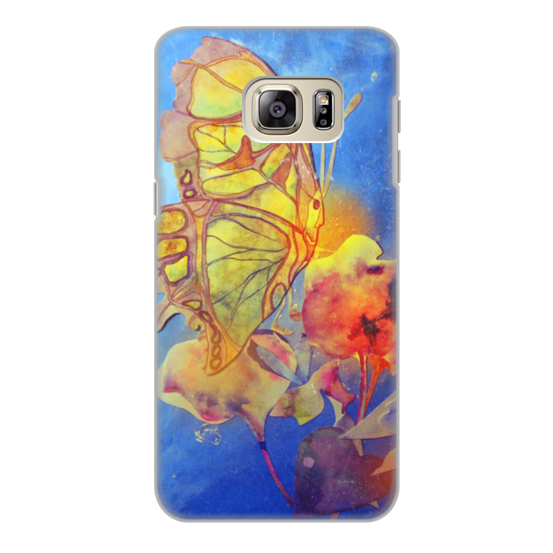 Чехол для Samsung Galaxy S6 Edge, объёмная печать Printio Бабочка,цветок. аппликация