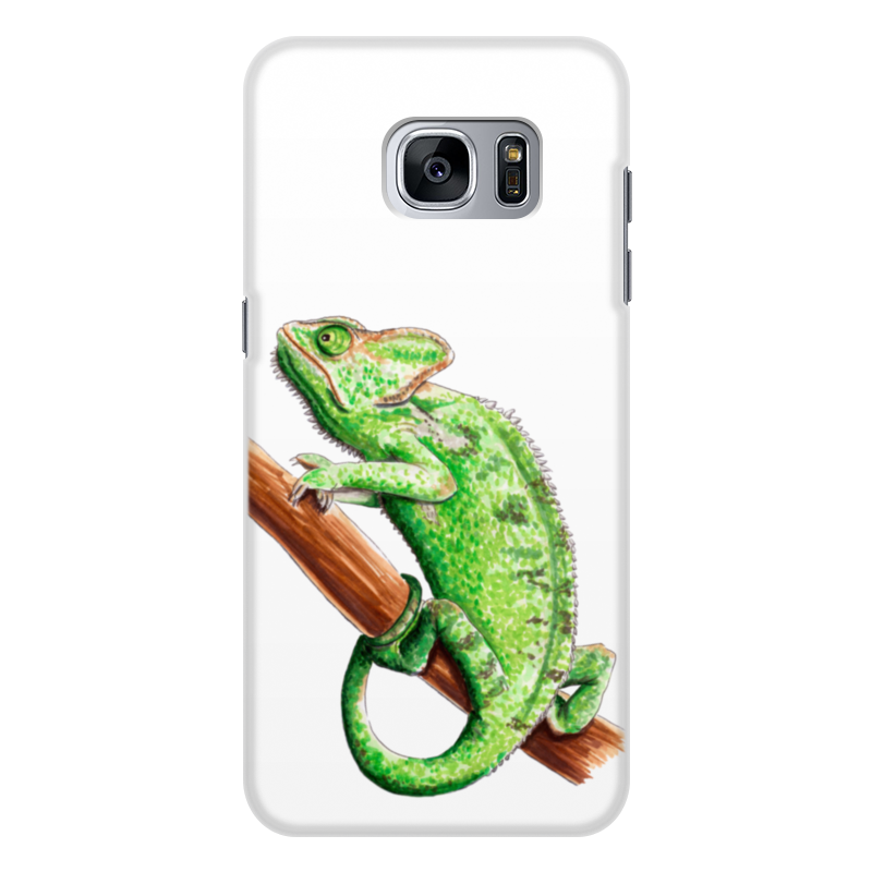 Чехол для Samsung Galaxy S7, объёмная печать Printio Зеленый хамелеон на ветке