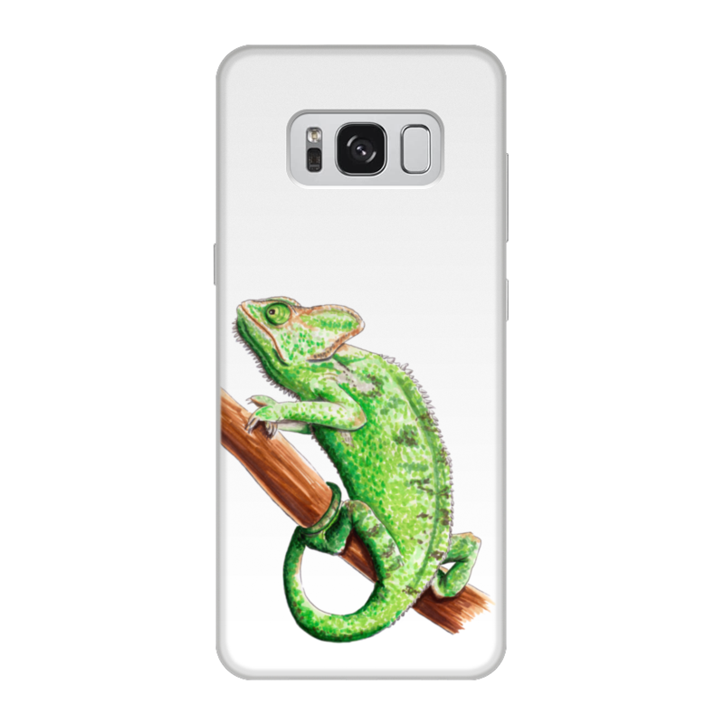 Чехол для Samsung Galaxy S8, объёмная печать Printio Зеленый хамелеон на ветке