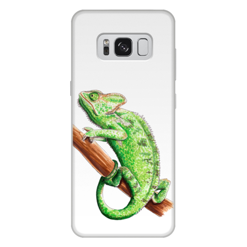 Чехол для Samsung Galaxy S8 Plus, объёмная печать Printio Зеленый хамелеон на ветке