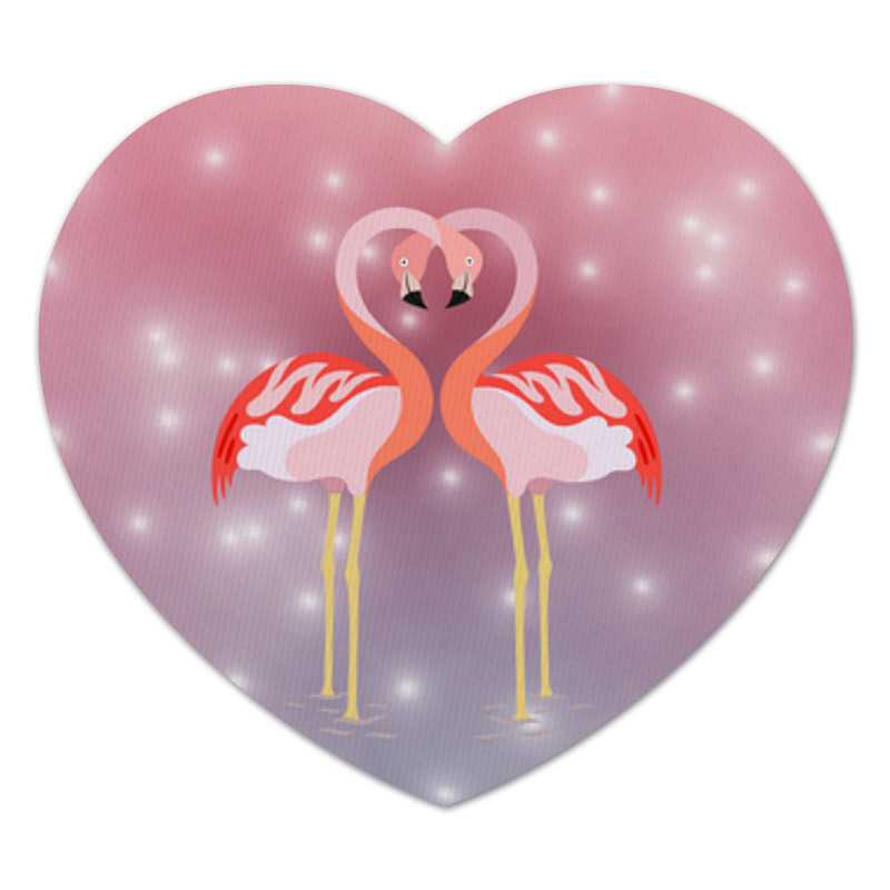Коврик для мышки (сердце) Printio Влюбленные фламинго