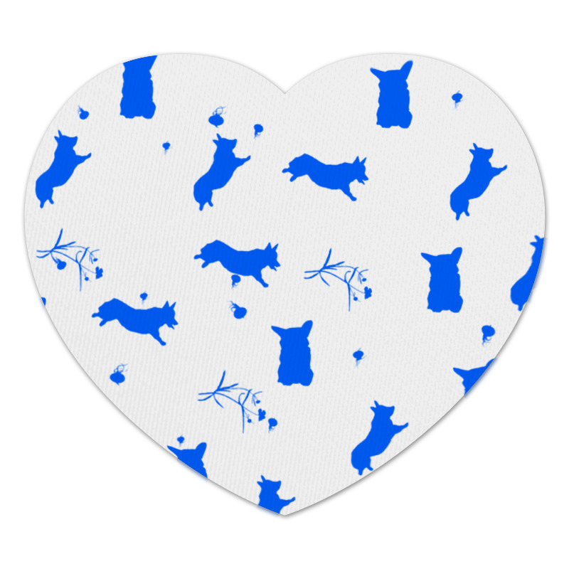 Коврик для мышки (сердце) Printio Корги в синем