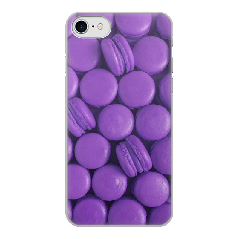 Чехол для iPhone 7, объёмная печать Printio Пирожные макаронс фиолетовые