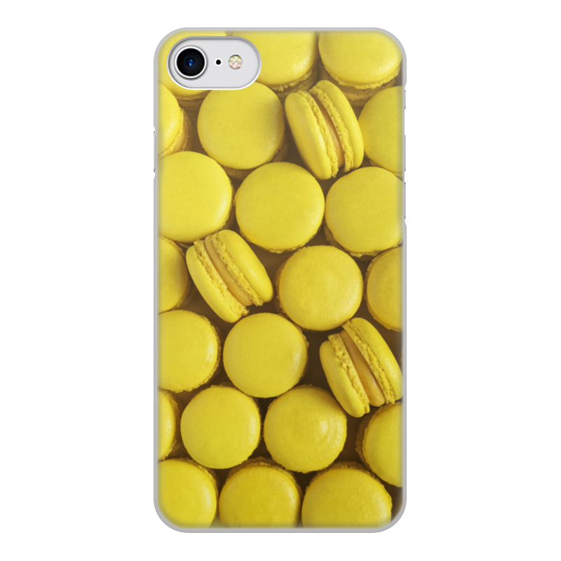 Чехол для iPhone 8, объёмная печать Printio Пирожные макаронс желтые