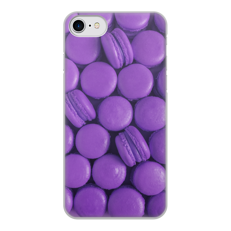 Чехол для iPhone 8, объёмная печать Printio Пирожные макаронс фиолетовые