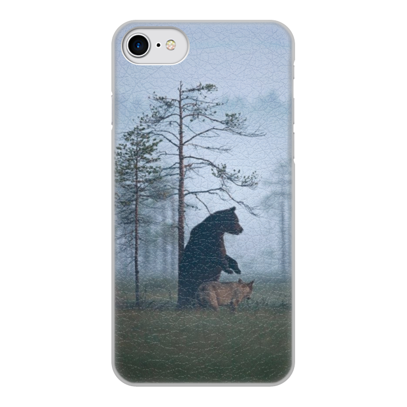 Чехол для iPhone 8, объёмная печать Printio Мишка и волк