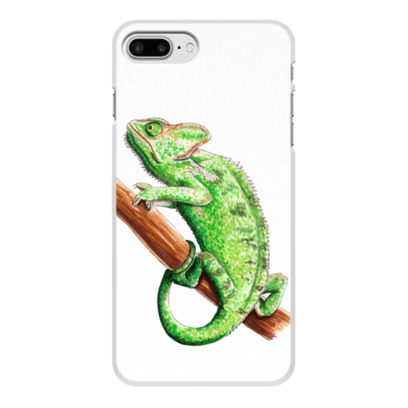 Чехол для iPhone 8 Plus, объёмная печать Printio Зеленый хамелеон на ветке
