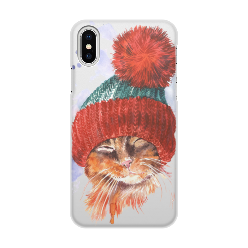 Чехол для iPhone X/XS, объёмная печать Printio Зимний кот