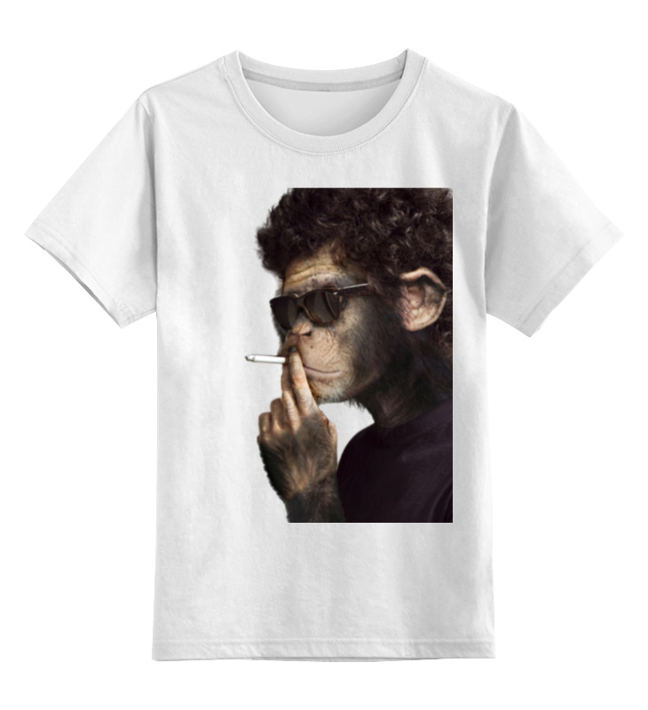 Детская футболка классическая унисекс Printio Обезьяна курильщик