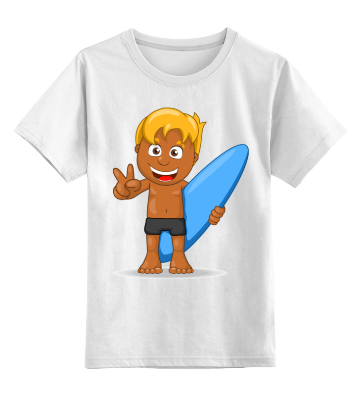 Детская футболка классическая унисекс Printio Мальчик сёрфер