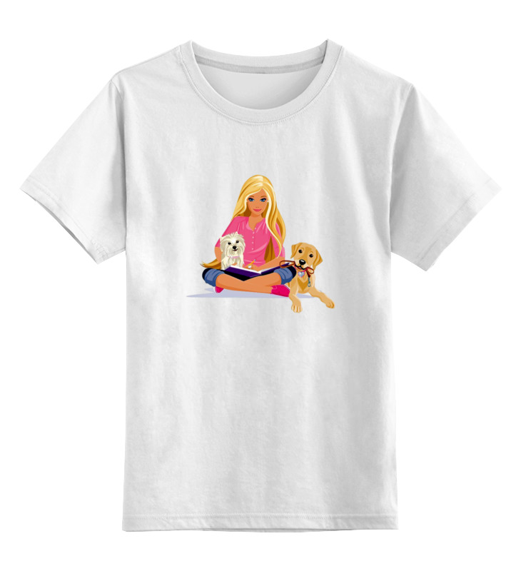 Детская футболка классическая унисекс Printio Девушка с собачками