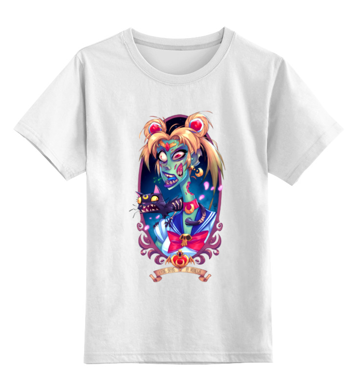 Детская футболка классическая унисекс Printio Девушка с кошкой(монстры)