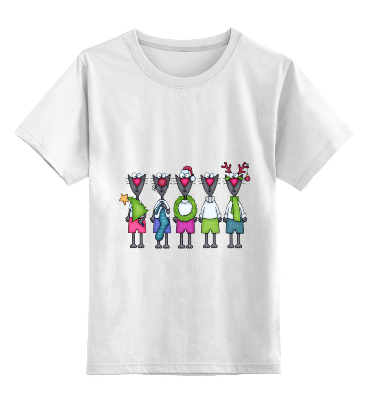 Детская футболка классическая унисекс Printio Новогодние коты