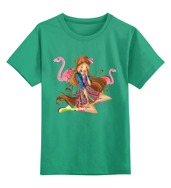 Детская футболка классическая унисекс Printio Девочка с фламинго