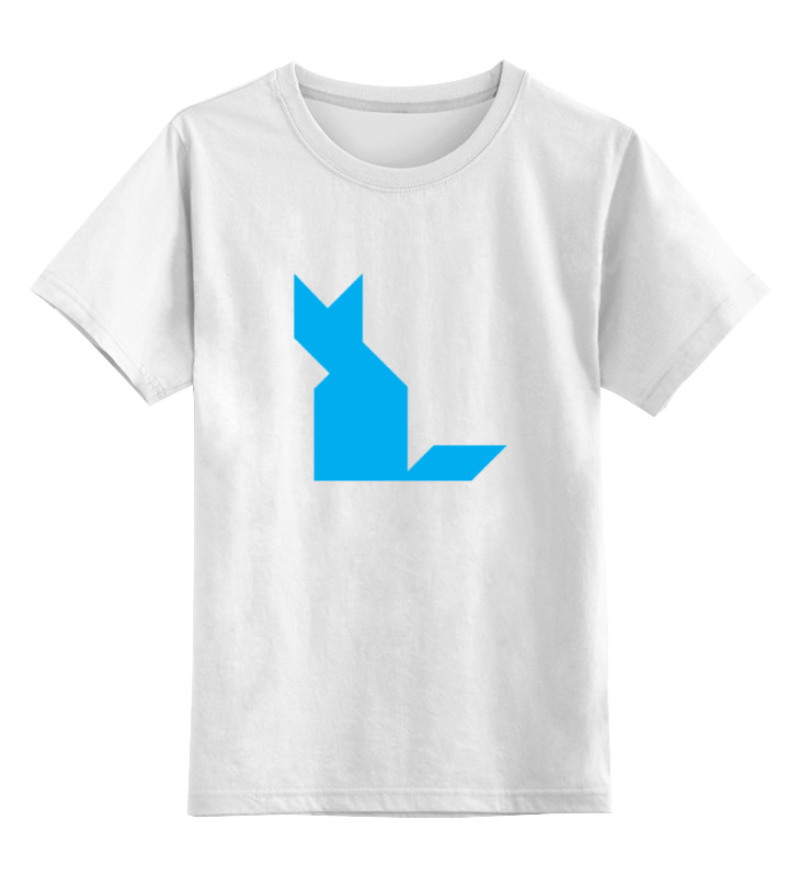 Детская футболка классическая унисекс Printio Голубая кошка танграм