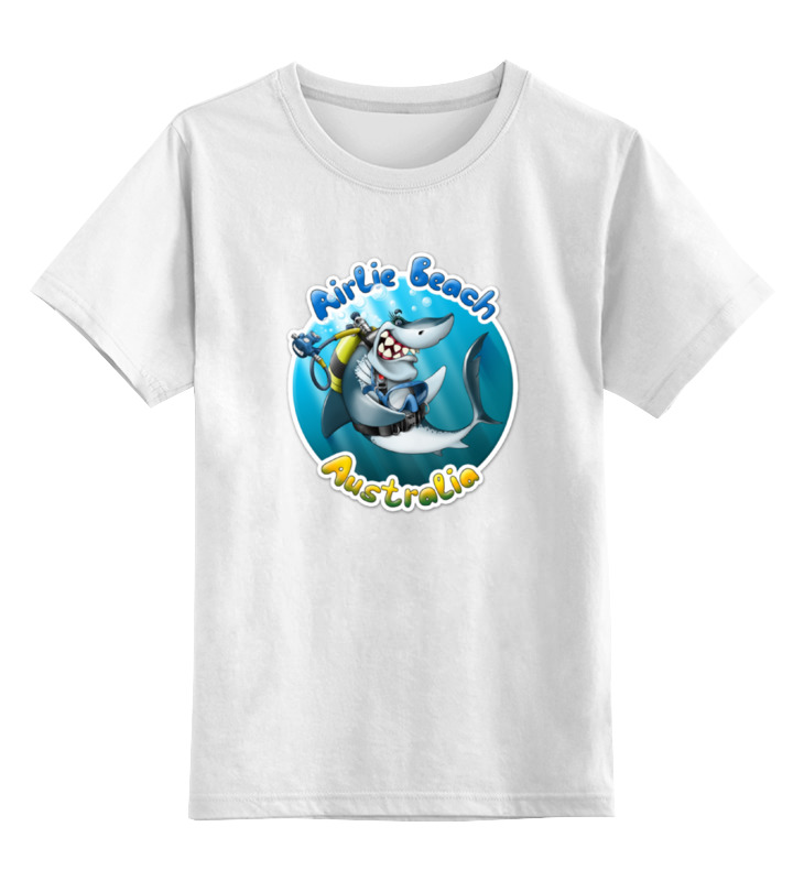 Детская футболка классическая унисекс Printio Акула с аквалангом