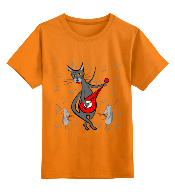 Детская футболка классическая унисекс Printio Кот с гитарой - мышь в танце