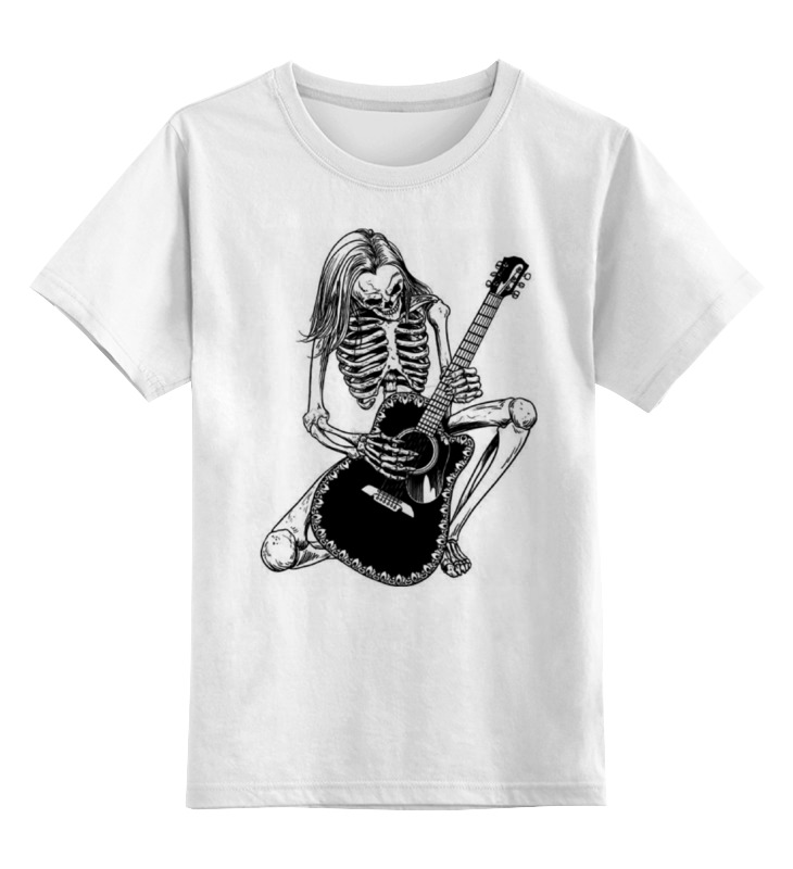 Детская футболка классическая унисекс Printio Скелет с гитарой