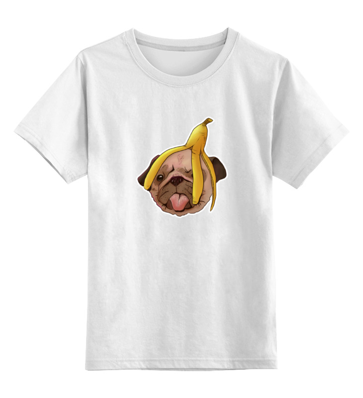 Детская футболка классическая унисекс Printio Мопс и банановая кожура