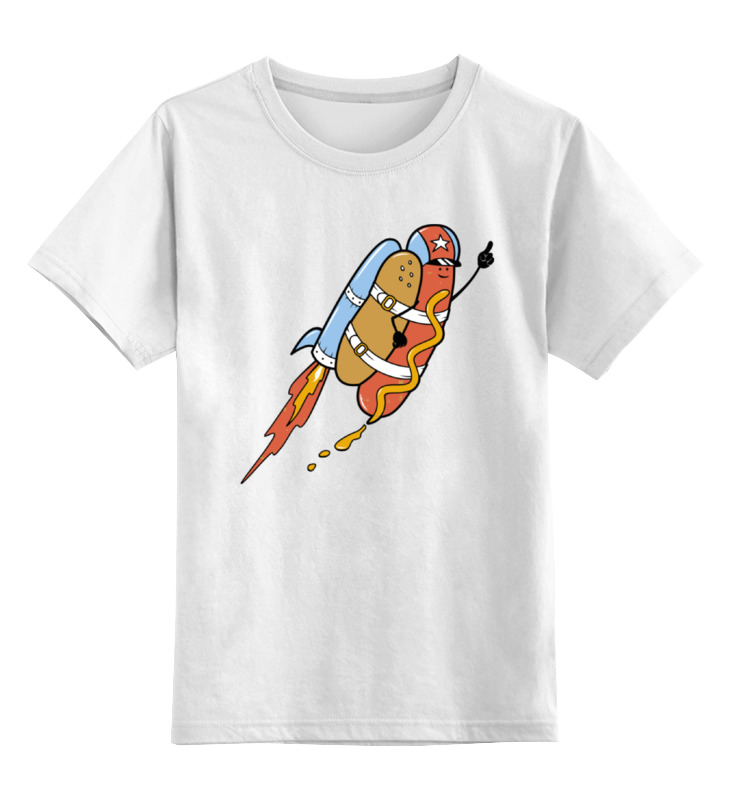 Детская футболка классическая унисекс Printio Сосиска на ракете