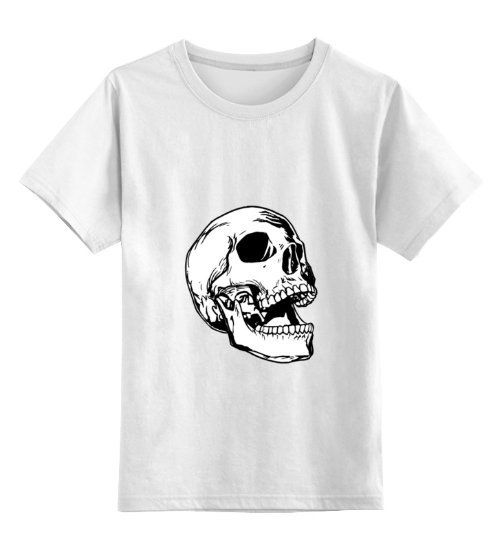 Детская футболка классическая унисекс Printio Белая толстовка с черепом.