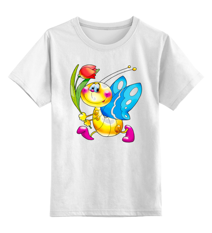 Детская футболка классическая унисекс Printio Бабочка с тюльпаном