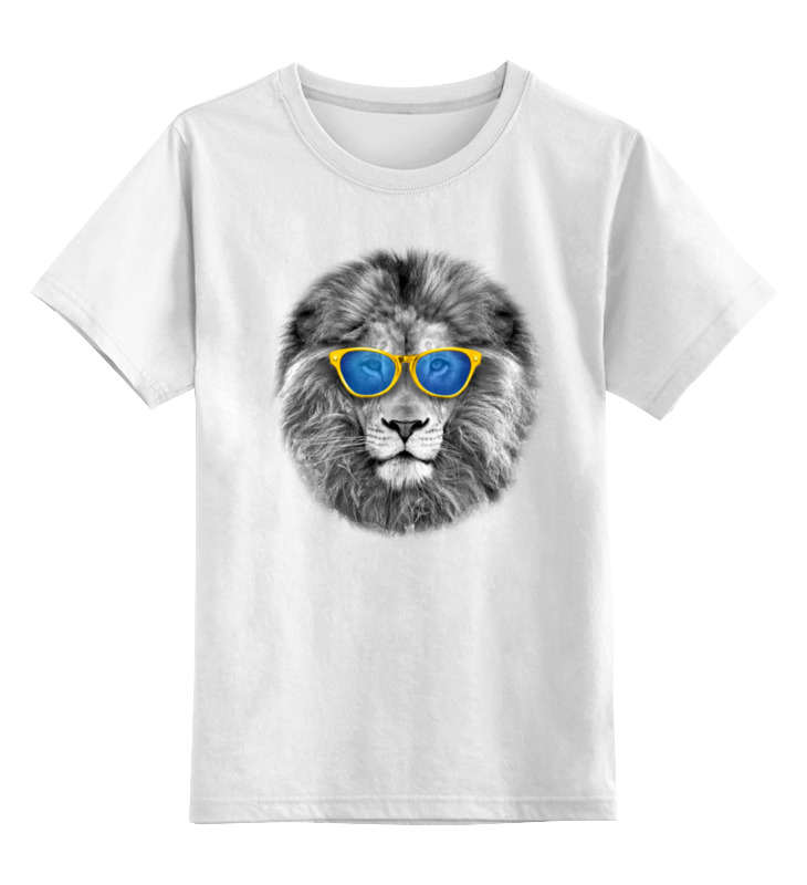 Детская футболка классическая унисекс Printio Стильный лев в золотых очках