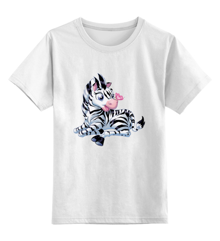 Детская футболка классическая унисекс Printio Зебра с бабочкой