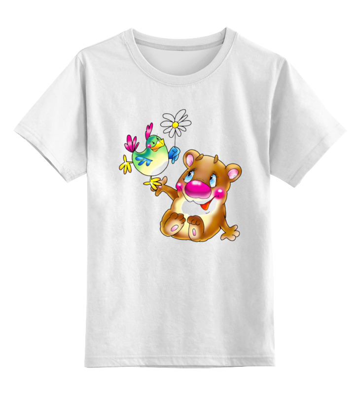 Детская футболка классическая унисекс Printio Медведь с птицей