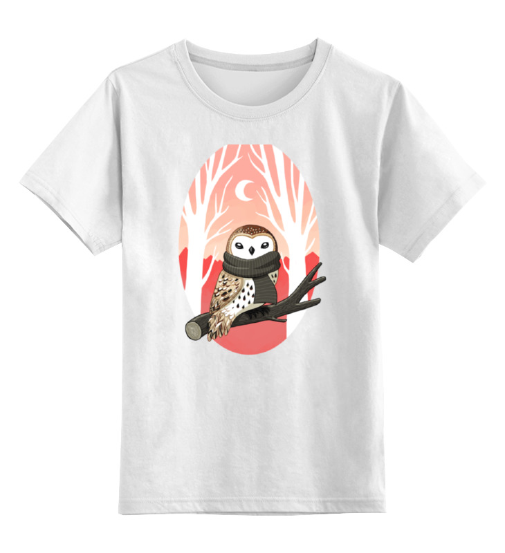 Детская футболка классическая унисекс Printio Зимняя сова