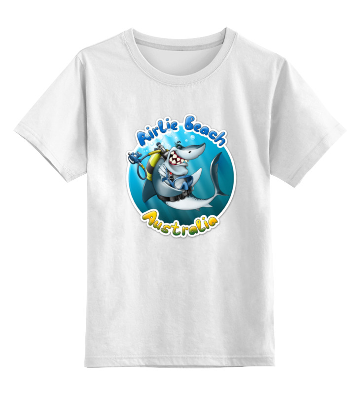 Детская футболка классическая унисекс Printio Акула с аквалангом