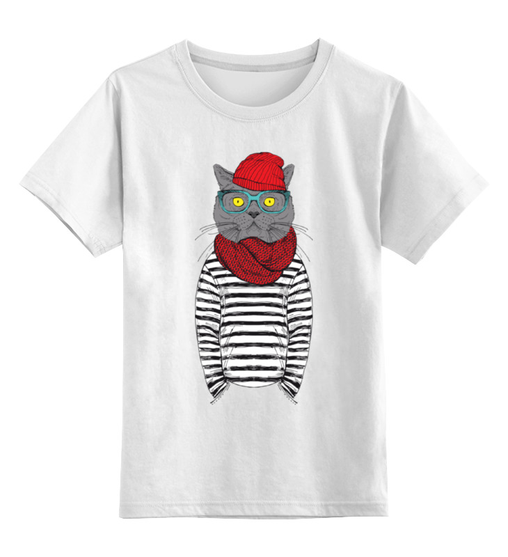 Детская футболка классическая унисекс Printio Cat hipster