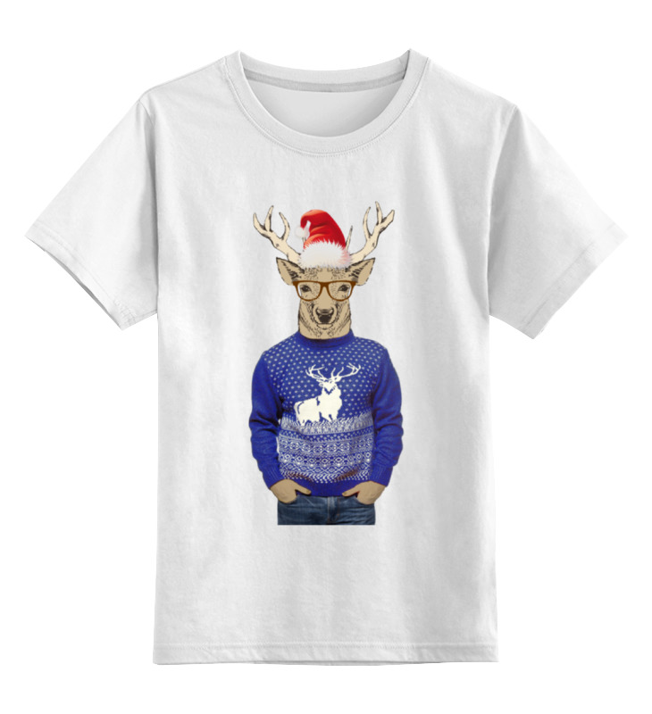 Детская футболка классическая унисекс Printio С олень новогодний в свитере