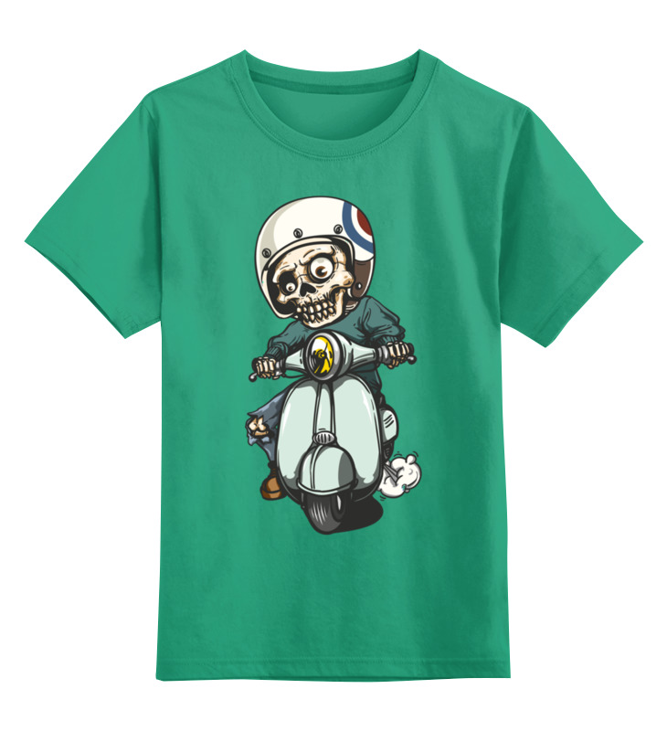 Детская футболка классическая унисекс Printio Скелет на мотоцикле