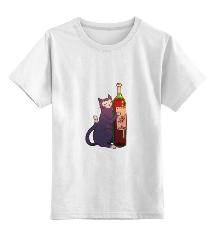 Детская футболка классическая унисекс Printio Кыска и винишко
