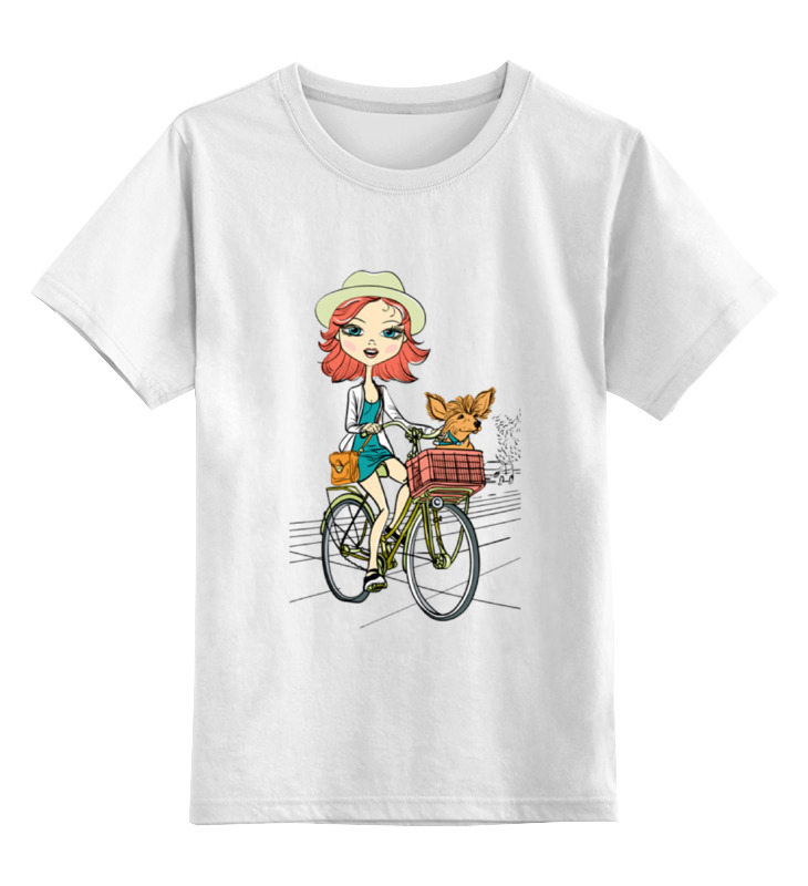 Детская футболка классическая унисекс Printio Девушка с собачкой