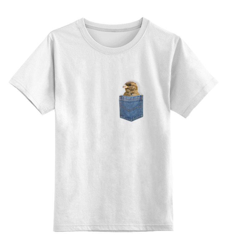 Детская футболка классическая унисекс Printio Воробей в кармашке