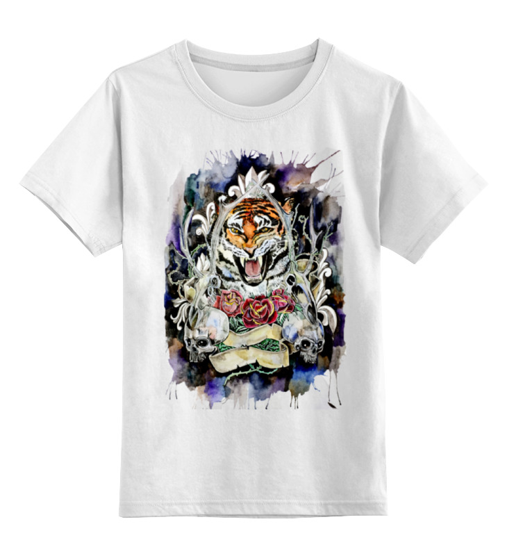 Детская футболка классическая унисекс Printio тигр old school