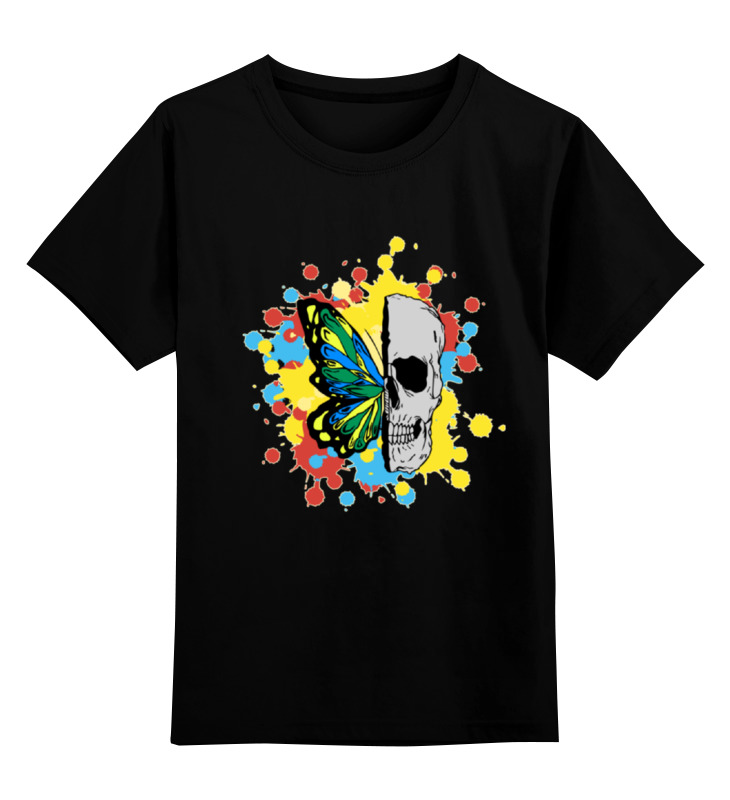 Детская футболка классическая унисекс Printio Череп и бабочка