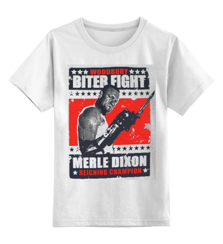 Детская футболка классическая унисекс Printio Walking dead merle dixon biter fight