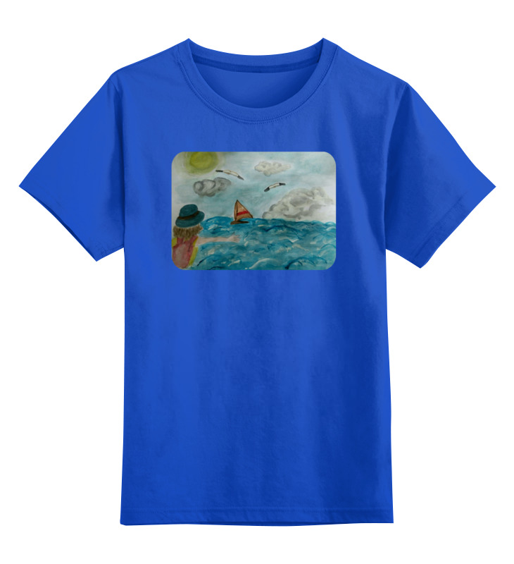 Детская футболка классическая унисекс Printio Море. облака. парус.