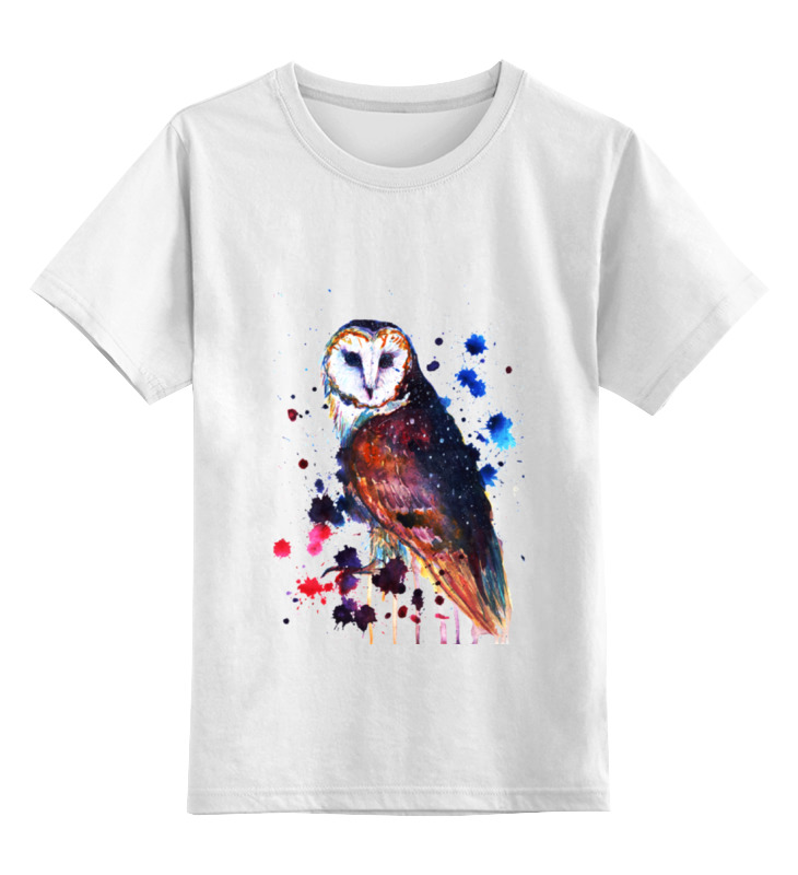 Детская футболка классическая унисекс Printio Акварельная сова