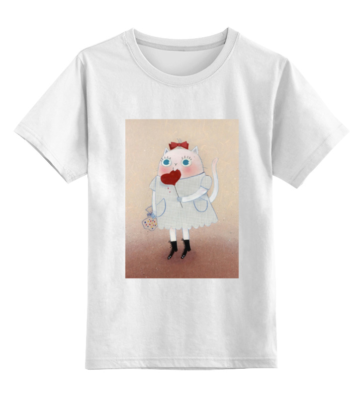 Детская футболка классическая унисекс Printio Кошка с леденцом