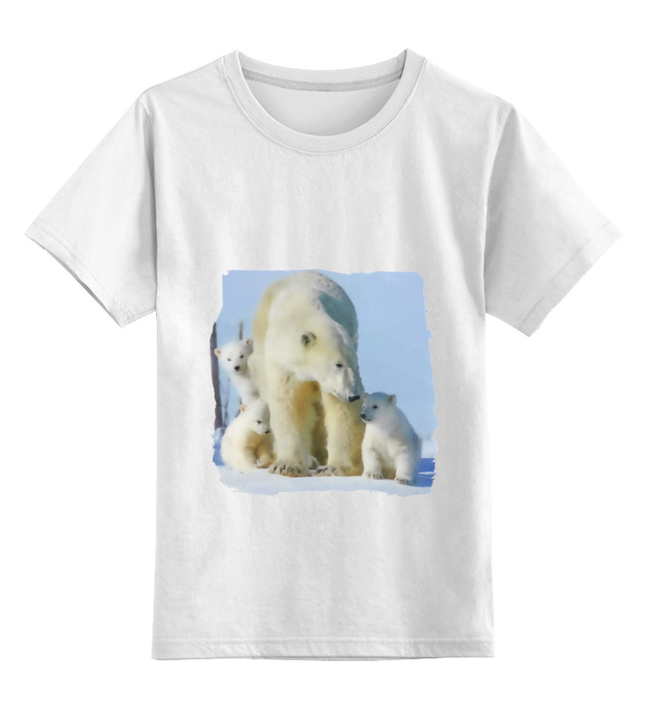 Детская футболка классическая унисекс Printio Белая медведица с медвежатами