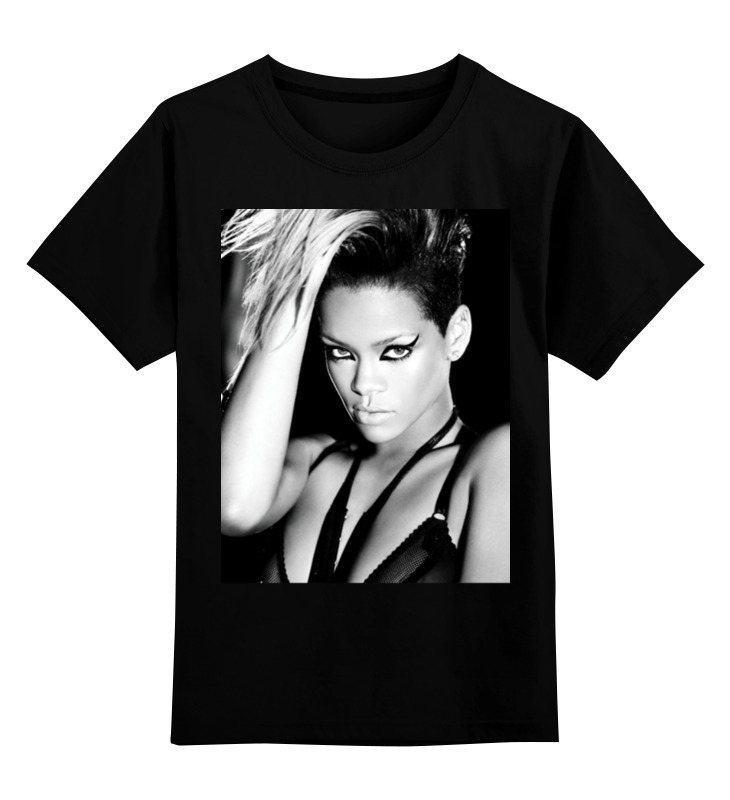 Детская футболка классическая унисекс Printio Rihanna b&w